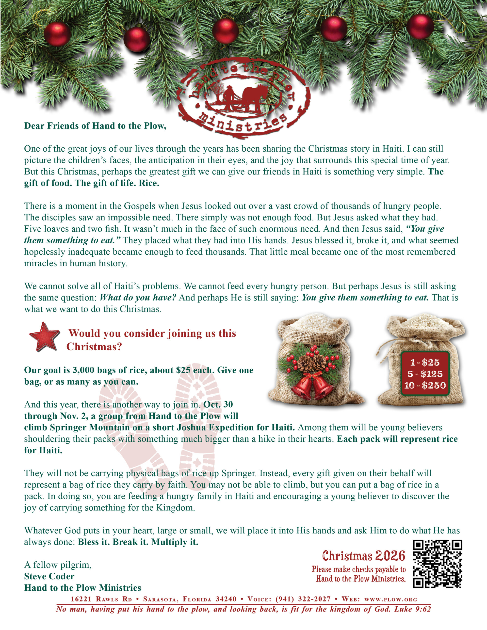 Christmas for Haiti 2025 outreach newsletter with ministry details and donation information
